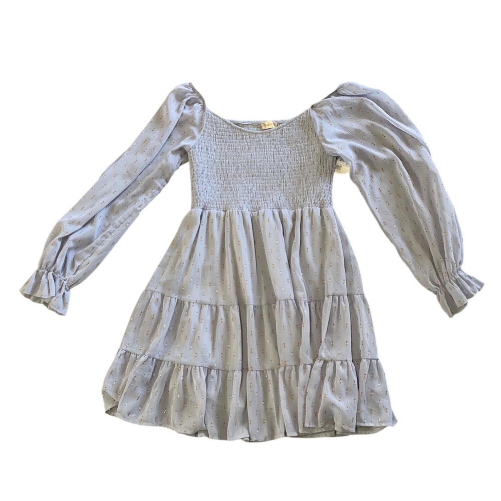 Altar’d State smocked light blue mini dress with metallic details size M NWT - Picture 7 of 10